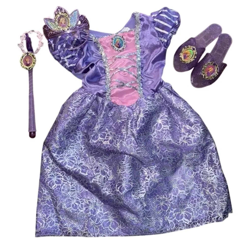 Disney Rapunzel Tangled Girls' halloween Costume Purple pink Dress up size 4-6X